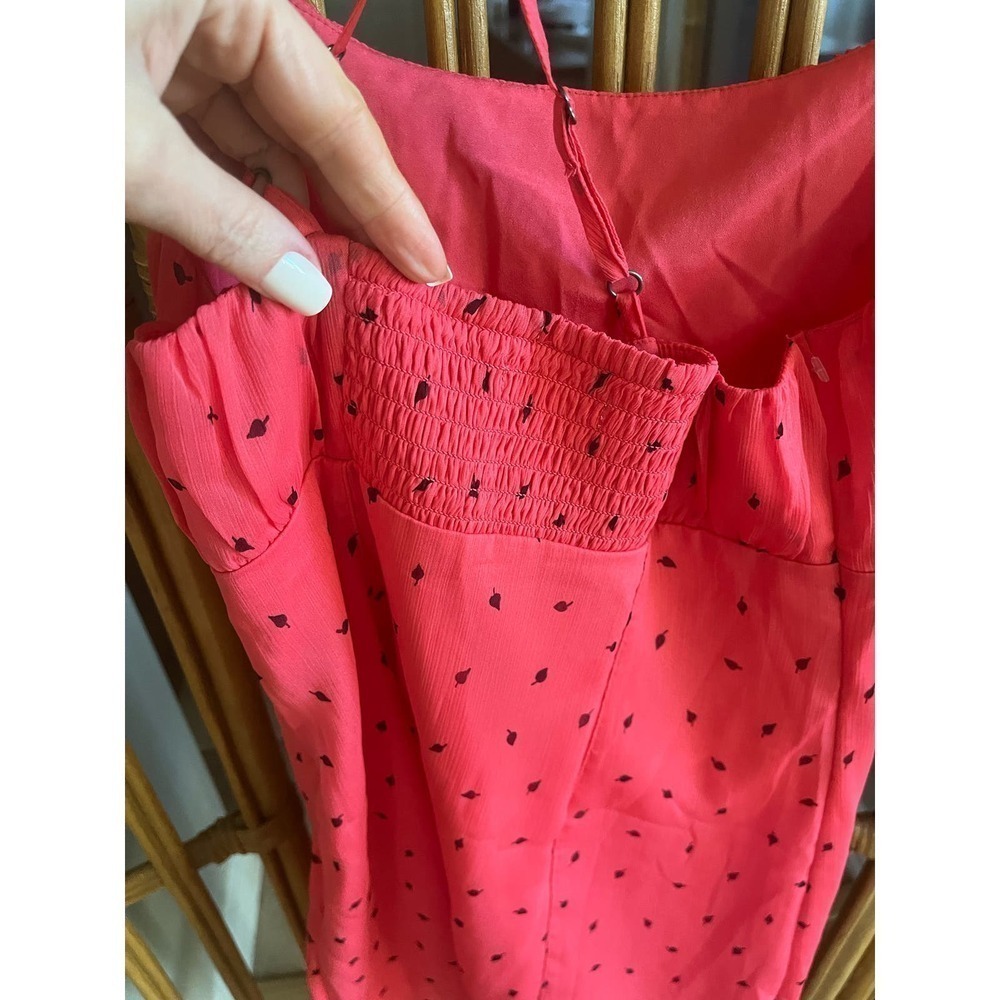 Leith Nordstrom Pink Paradise Leaflet Ditsy Mini Dress Ruffle Size XS - Picture 10 of 11
